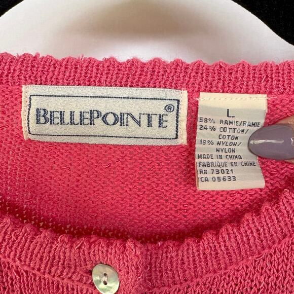 Vintage Bubblegum Baby Pink Daisy Floral Grandma Cardigan Sweater Cottage Large - Picture 4 of 8